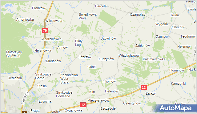 mapa Łuczynów gmina Policzna, Łuczynów gmina Policzna na mapie Targeo