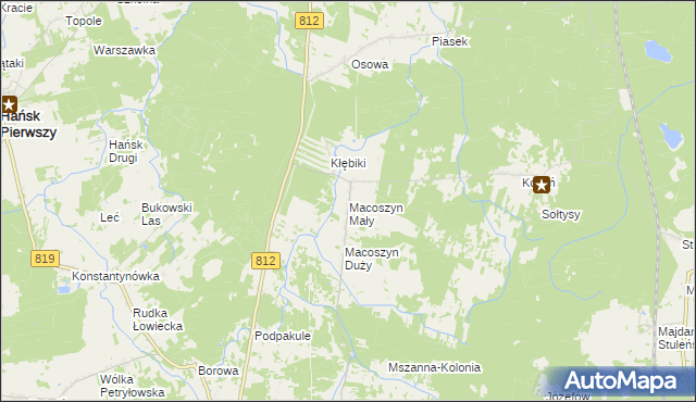 mapa Macoszyn Mały, Macoszyn Mały na mapie Targeo