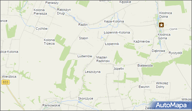 mapa Majdan Radliński, Majdan Radliński na mapie Targeo