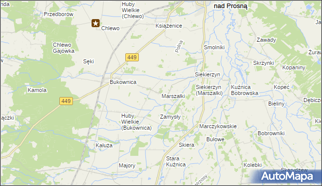 mapa Marszałki gmina Grabów nad Prosną, Marszałki gmina Grabów nad Prosną na mapie Targeo