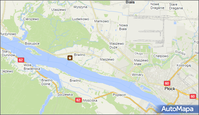 mapa Maszewo gmina Stara Biała, Maszewo gmina Stara Biała na mapie Targeo