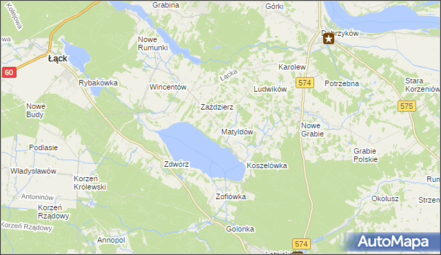 mapa Matyldów gmina Łąck, Matyldów gmina Łąck na mapie Targeo