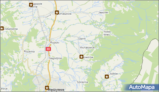 mapa Michałowice gmina Międzylesie, Michałowice gmina Międzylesie na mapie Targeo