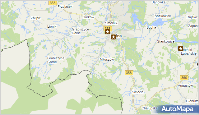 mapa Miłoszów, Miłoszów na mapie Targeo