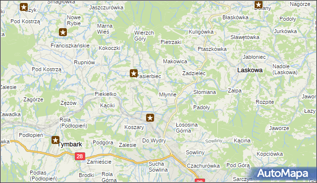 mapa Młynne, Młynne na mapie Targeo