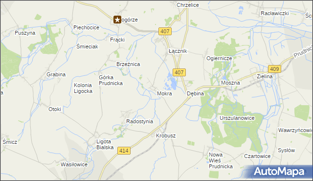 mapa Mokra gmina Biała, Mokra gmina Biała na mapie Targeo