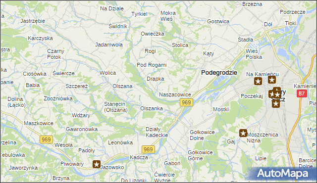 mapa Naszacowice, Naszacowice na mapie Targeo