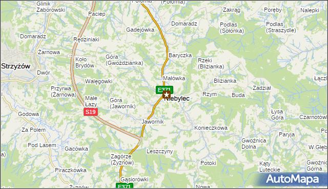 mapa Niebylec, Niebylec na mapie Targeo