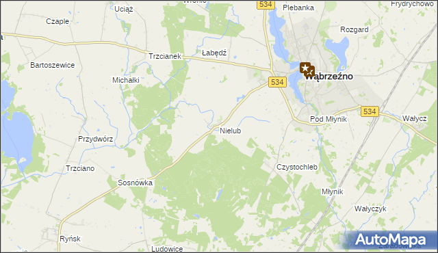 mapa Nielub, Nielub na mapie Targeo