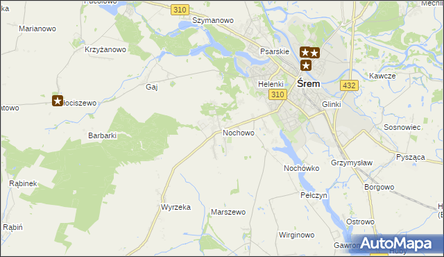 mapa Nochowo, Nochowo na mapie Targeo