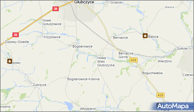 mapa Nowa Wieś Głubczycka, Nowa Wieś Głubczycka na mapie Targeo