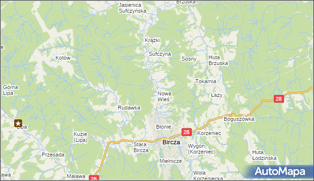 mapa Nowa Wieś gmina Bircza, Nowa Wieś gmina Bircza na mapie Targeo