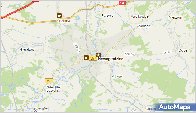 mapa Nowogrodziec, Nowogrodziec na mapie Targeo