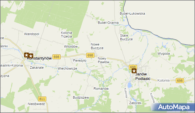 mapa Nowy Pawłów, Nowy Pawłów na mapie Targeo