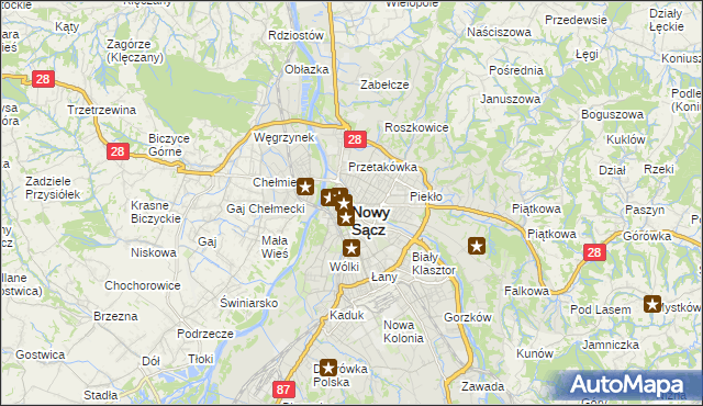 mapa Nowego Sącza, Nowy Sącz na mapie Targeo