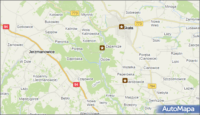 mapa Ojców, Ojców na mapie Targeo