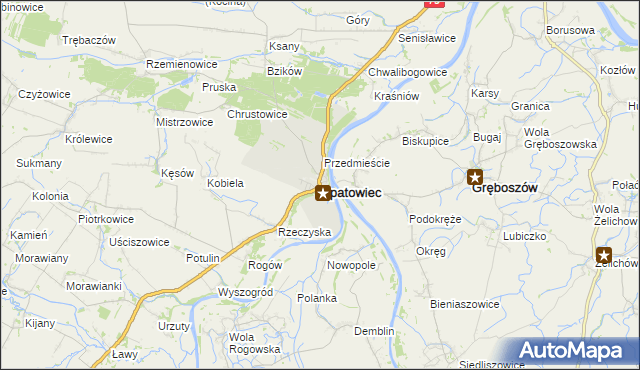mapa Opatowiec powiat kazimierski, Opatowiec powiat kazimierski na mapie Targeo