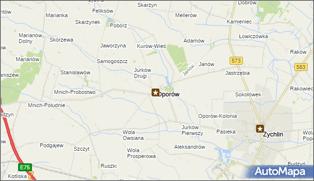 mapa Oporów powiat kutnowski, Oporów powiat kutnowski na mapie Targeo