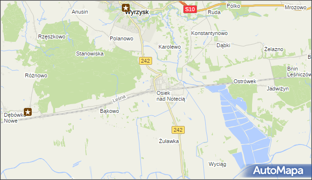 mapa Osiek nad Notecią, Osiek nad Notecią na mapie Targeo