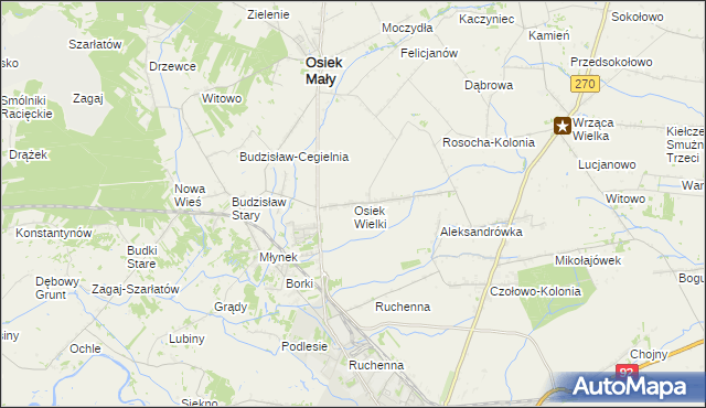mapa Osiek Wielki gmina Osiek Mały, Osiek Wielki gmina Osiek Mały na mapie Targeo