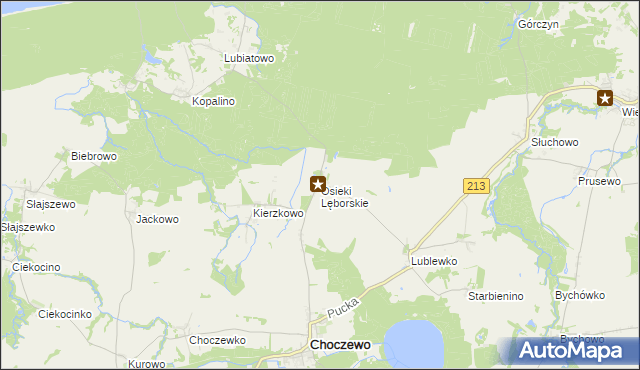 mapa Osieki Lęborskie, Osieki Lęborskie na mapie Targeo