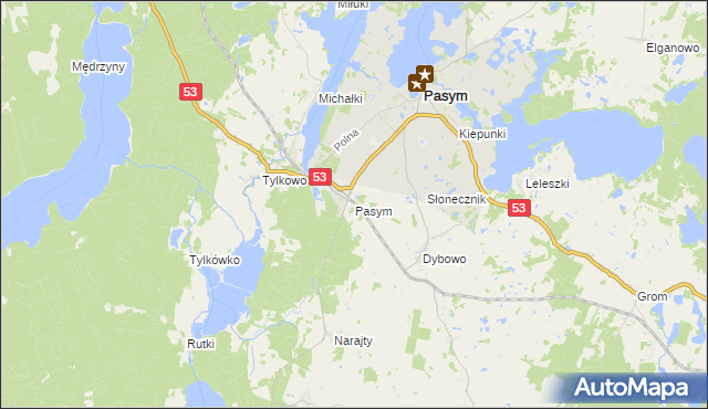 mapa Pasym powiat szczycieński, Pasym powiat szczycieński na mapie Targeo