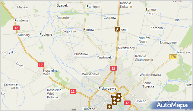 mapa Pawłówek gmina Blizanów, Pawłówek gmina Blizanów na mapie Targeo