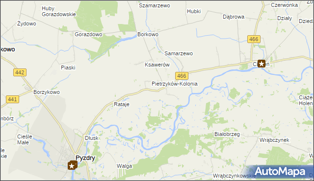 mapa Pietrzyków gmina Pyzdry, Pietrzyków gmina Pyzdry na mapie Targeo
