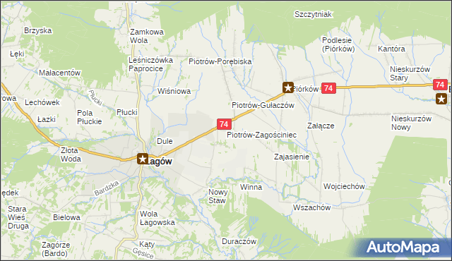 mapa Piotrów-Zagościniec, Piotrów-Zagościniec na mapie Targeo