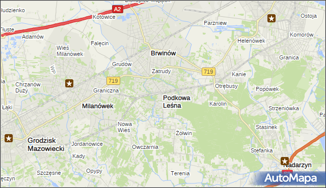 mapa Podkowa Leśna, Podkowa Leśna na mapie Targeo