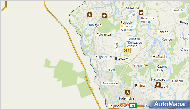 mapa Pogwizdów gmina Hażlach, Pogwizdów gmina Hażlach na mapie Targeo