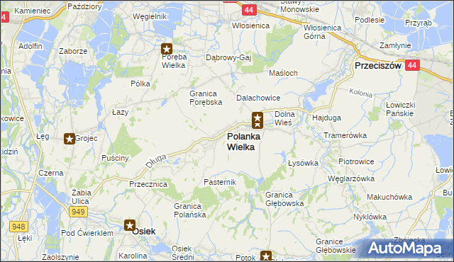 mapa Polanka Wielka, Polanka Wielka na mapie Targeo