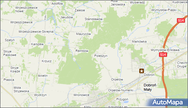 mapa Poleszyn, Poleszyn na mapie Targeo