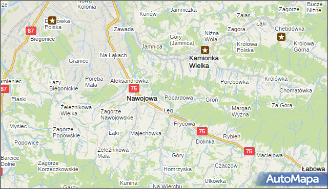 mapa Popardowa, Popardowa na mapie Targeo