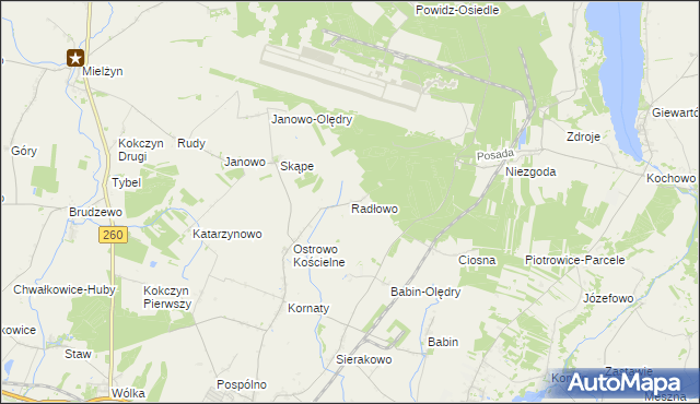 mapa Radłowo gmina Strzałkowo, Radłowo gmina Strzałkowo na mapie Targeo