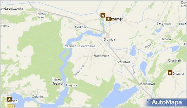 mapa Radomierz gmina Przemęt, Radomierz gmina Przemęt na mapie Targeo
