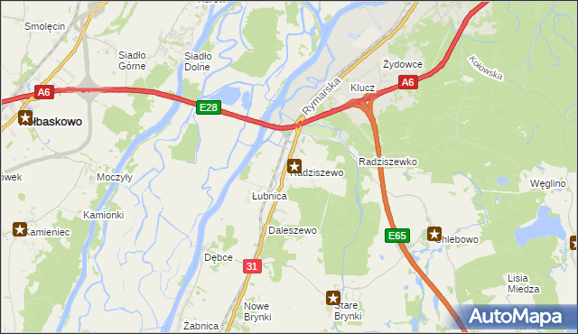 mapa Radziszewo gmina Gryfino, Radziszewo gmina Gryfino na mapie Targeo