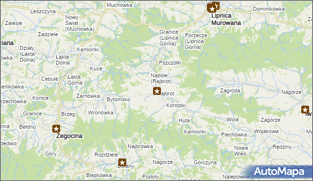 mapa Rajbrot, Rajbrot na mapie Targeo