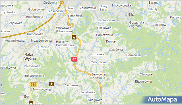 mapa Rdzawka, Rdzawka na mapie Targeo