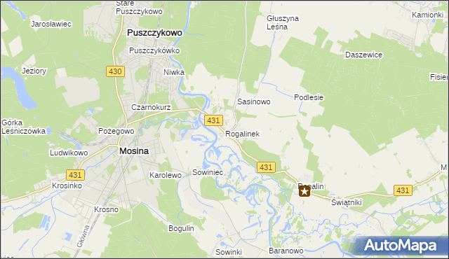 mapa Rogalinek, Rogalinek na mapie Targeo