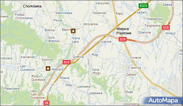 mapa Rogi gmina Miejsce Piastowe, Rogi gmina Miejsce Piastowe na mapie Targeo