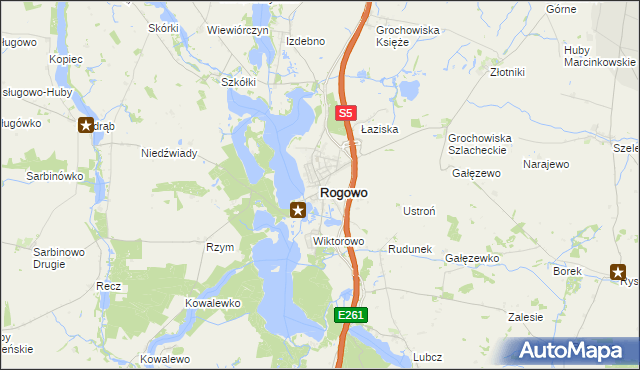 mapa Rogowo powiat żniński, Rogowo powiat żniński na mapie Targeo