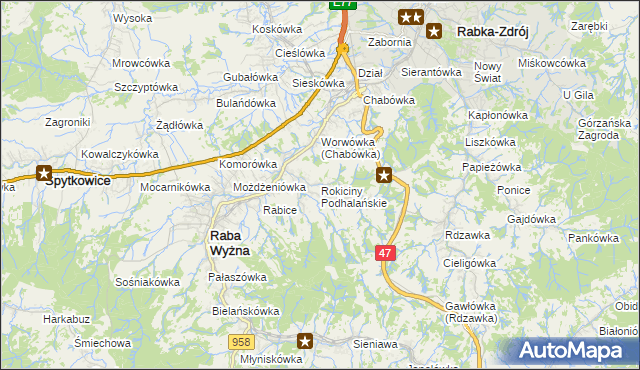 mapa Rokiciny Podhalańskie, Rokiciny Podhalańskie na mapie Targeo