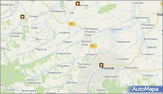 mapa Rozbórz Okrągły, Rozbórz Okrągły na mapie Targeo