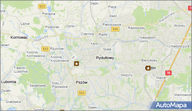 mapa Rydułtowy, Rydułtowy na mapie Targeo