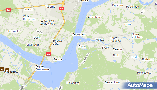 mapa Rynia gmina Nieporęt, Rynia gmina Nieporęt na mapie Targeo