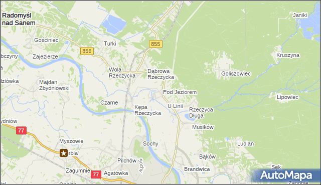 mapa Rzeczyca Okrągła, Rzeczyca Okrągła na mapie Targeo