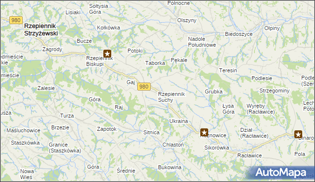 mapa Rzepiennik Suchy, Rzepiennik Suchy na mapie Targeo