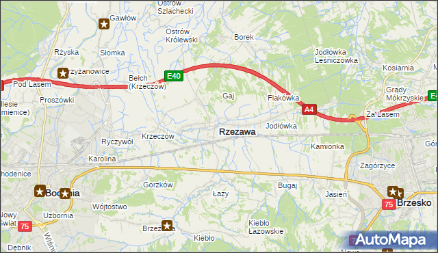 mapa Rzezawa, Rzezawa na mapie Targeo