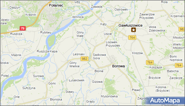 mapa Sadkowa Góra, Sadkowa Góra na mapie Targeo